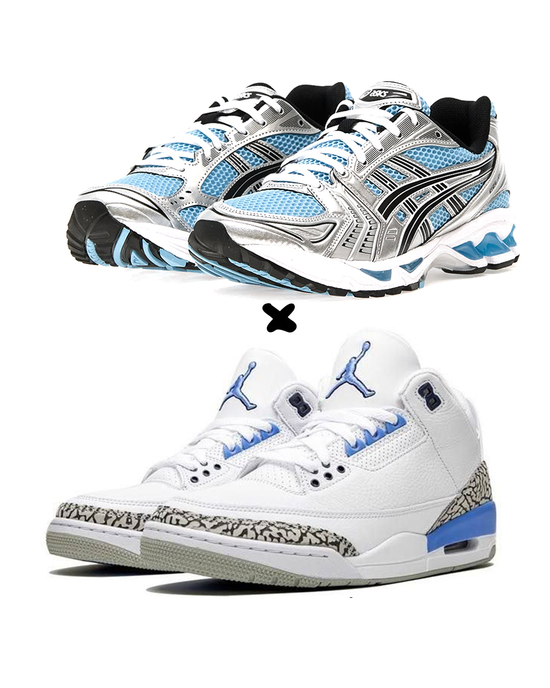 ASICS Gel-Kayano 14 “Arctic Sky and Pure Silver” X. Nike Air Jordan 3 Retro "UNC"